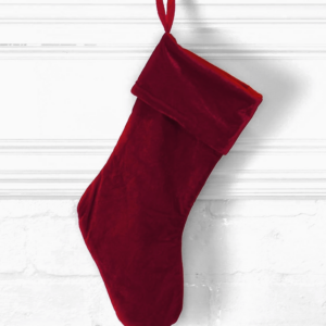 Chaussette de Noël en velours rouge